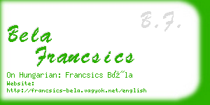 bela francsics business card